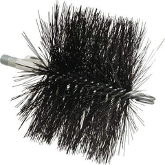 Schaefer Brush - 4-1/2" Brush Length, 6-1/2" Diam, Double Stem, Double Spiral Tube Brush - 7-1/2" Long, Tempered Steel Wire, 1/4" NPT Male Connection - Caliber Tooling