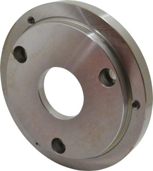 Buck Chuck Company - Adapter Back Plate for 8" Diam Self Centering Lathe Chucks - A1/A2-6 Mount, 2.39" Through Hole Diam, 6.283mm ID, 7.87" OD, 0.714" Flange Height, Steel - Caliber Tooling