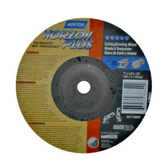 Norton - 7" Wheel Diam, 1/8" Wheel Thickness, 7/8" Arbor Hole, Type 27 Depressed Center Wheel - Ceramic, 8,600 Max RPM, Compatible with Angle Grinder - Caliber Tooling