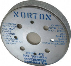 Norton - 6" Diam, 4" Hole Size, 1" Overall Thickness, 60 Grit, Type 2 Tool & Cutter Grinding Wheel - Medium Grade, Silicon Carbide, J Hardness, Vitrified Bond, 3,600 RPM - Caliber Tooling