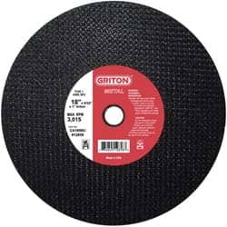 Value Collection - 18" 36 Grit Aluminum Oxide Cutoff Wheel - 5/32" Thick, 1" Arbor, 3,013 Max RPM, Use with Stationary Tools - Caliber Tooling