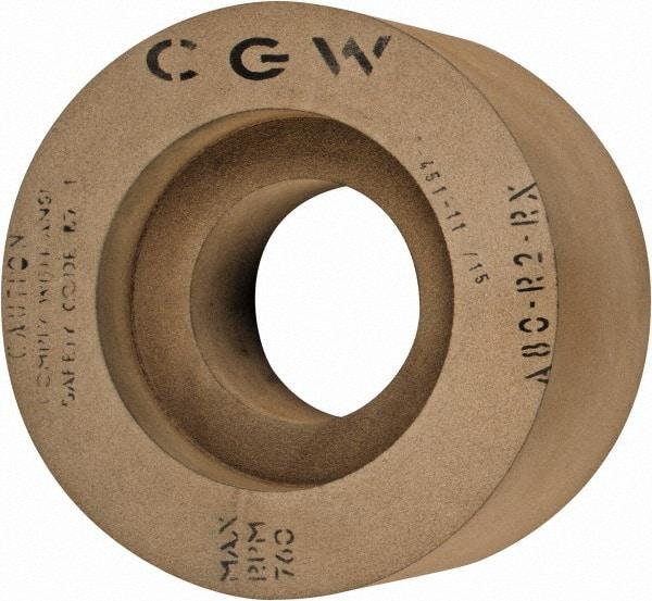 Camel Grinding Wheels - 6" Wide x 12" Diam, Type 7 Feed Regulating Wheel - 5" Hole Size, 80 Grit, Hardness R, 7-1/2" Diam x 1-1/2" Deep Recess, 7-1/2" Diam x 1-1/2" Deep Opposite Side Recess - Caliber Tooling