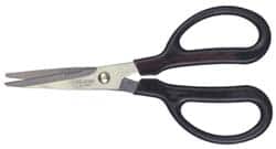 Clauss - 2" LOC, 7" OAL Stainless Steel Blunt Point Shears - Ambidextrous, Serrated, Straight Handle, For General Purpose Use - Caliber Tooling