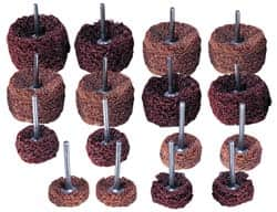 Superior Abrasives - 1 & (2) 1-1/2" Diam Scrubber Buffing Wheel Set - Shank Included - Caliber Tooling