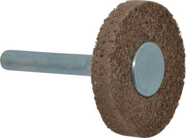 Superior Abrasives - 1-1/2" Diam, 1/4" Face Width, 1/4" Center Hole, Medium Grade, Aluminum Oxide Deburring Wheel - Unitized, Medium Density 6 Grade - Caliber Tooling