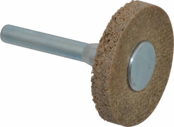 Superior Abrasives - 1-1/2" Diam, 1/4" Face Width, 1/4" Center Hole, Coarse Grade, Aluminum Oxide Deburring Wheel - Unitized, Hard Density 8 Grade - Caliber Tooling