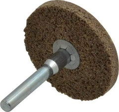 Superior Abrasives - 2" Diam, 1/4" Face Width, 1/4" Center Hole, Coarse Grade, Aluminum Oxide Deburring Wheel - Unitized, Hard Density 8 Grade - Caliber Tooling