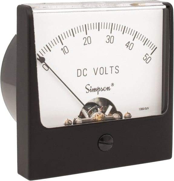 Simpson Electric - Analog, DC Voltmeter, Panel Meter - 60 Hz, 1000 Ohms at 60 Hz, 50 VDC - Caliber Tooling