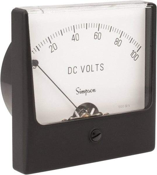 Simpson Electric - Analog, DC Voltmeter, Panel Meter - 60 Hz, 1000 Ohms at 60 Hz, 100 VDC - Caliber Tooling