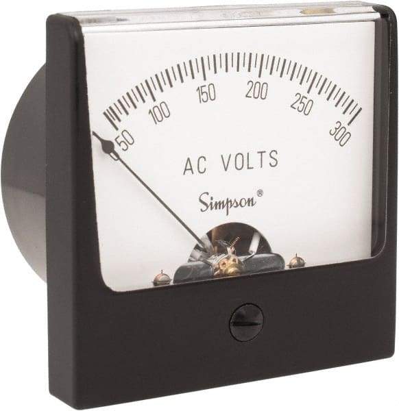 Simpson Electric - Analog, AC Voltmeter, Panel Meter - 60 Hz, 50000 Ohms at 60 Hz, 300 VAC - Caliber Tooling