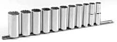 Blackhawk by Proto - 11 Piece 1/2" Drive Deep Well Socket Set - 12 Points, 1/2" to 1-1/8" Range, Inch Measurement Standard - Caliber Tooling