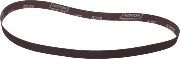 Norton - 1" Wide x 42" OAL, 180 Grit, Aluminum Oxide Abrasive Belt - Aluminum Oxide, Very Fine, Coated, X Weighted Cloth Backing, Series R228 - Caliber Tooling