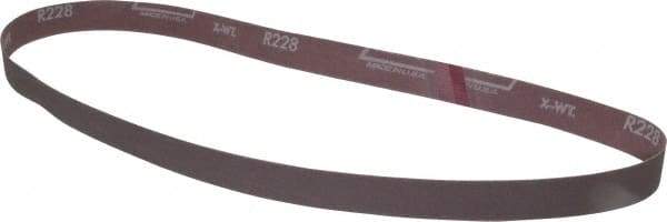 Norton - 1" Wide x 42" OAL, 320 Grit, Aluminum Oxide Abrasive Belt - Aluminum Oxide, Extra Fine, Coated, X Weighted Cloth Backing, Series R228 - Caliber Tooling