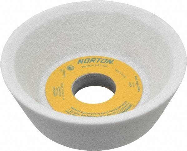 Norton - 5" Diam, 1-1/4" Hole Size, 1-3/4" Overall Thickness, 46 Grit, Type 11 Tool & Cutter Grinding Wheel - Coarse Grade, Aluminum Oxide, K Hardness, Vitrified Bond, 4,585 RPM - Caliber Tooling