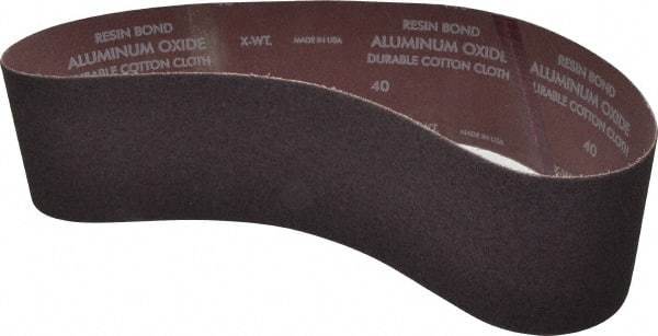 Norton - 4" Wide x 36" OAL, 40 Grit, Aluminum Oxide Abrasive Belt - Aluminum Oxide, Coarse, Coated, X Weighted Cloth Backing, Series R228 - Caliber Tooling