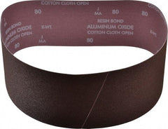 Norton - 4" Wide x 36" OAL, 80 Grit, Aluminum Oxide Abrasive Belt - Aluminum Oxide, Medium, Coated, X Weighted Cloth Backing, Series R228 - Caliber Tooling