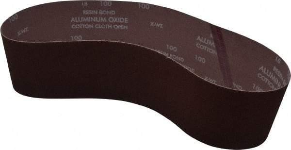 Norton - 4" Wide x 36" OAL, 100 Grit, Aluminum Oxide Abrasive Belt - Aluminum Oxide, Fine, Coated, X Weighted Cloth Backing, Series R228 - Caliber Tooling