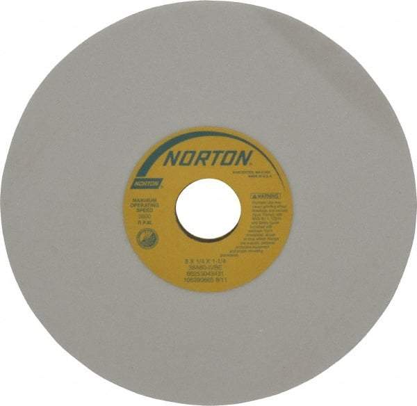 Norton - 8" Diam x 1-1/4" Hole x 1/4" Thick, I Hardness, 60 Grit Surface Grinding Wheel - Aluminum Oxide, Type 1, Medium Grade, 3,600 Max RPM, Vitrified Bond, No Recess - Caliber Tooling