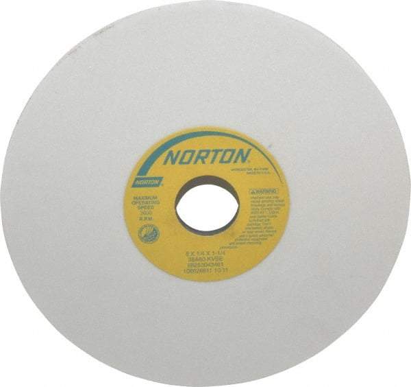 Norton - 8" Diam x 1-1/4" Hole x 1/4" Thick, K Hardness, 80 Grit Surface Grinding Wheel - Aluminum Oxide, Type 1, Medium Grade, 3,600 Max RPM, Vitrified Bond, No Recess - Caliber Tooling