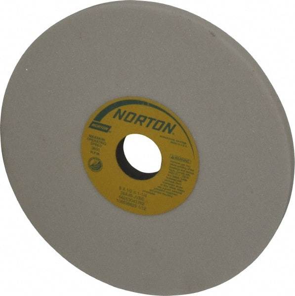 Norton - 8" Diam x 1-1/4" Hole x 1/2" Thick, J Hardness, 46 Grit Surface Grinding Wheel - Aluminum Oxide, Type 1, Coarse Grade, 3,600 Max RPM, Vitrified Bond, No Recess - Caliber Tooling