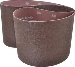 Norton - 6" Wide x 48" OAL, 50 Grit, Aluminum Oxide Abrasive Belt - Aluminum Oxide, Coarse, Coated, X Weighted Cloth Backing - Caliber Tooling