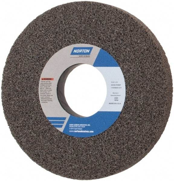 Norton - 10" Diam x 3" Hole x 1" Thick, H Hardness, 46 Grit Surface Grinding Wheel - Aluminum Oxide, Type 1, Coarse Grade, 2,485 Max RPM, Vitrified Bond, No Recess - Caliber Tooling