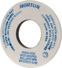 Norton - 12" Diam x 5" Hole x 1" Thick, I Hardness, 46 Grit Surface Grinding Wheel - Aluminum Oxide, Type 1, Coarse Grade, 2,070 Max RPM, Vitrified Bond, No Recess - Caliber Tooling