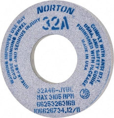 Norton - 12" Diam x 5" Hole x 1-1/2" Thick, J Hardness, 46 Grit Surface Grinding Wheel - Aluminum Oxide, Type 5, Coarse Grade, 2,070 Max RPM, Vitrified Bond, One-Side Recess - Caliber Tooling