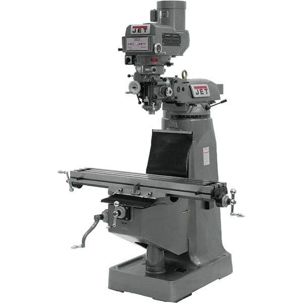 Jet - 9" Table Width x 49" Table Length, Variable Speed Pulley Control, 1 Phase Knee Milling Machine - R8 Spindle Taper, 2 hp - Caliber Tooling