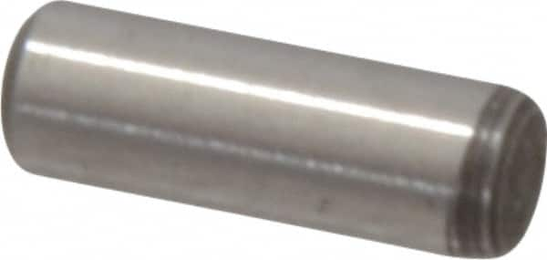 Value Collection - 1/8" Diam x 3/8" Pin Length Grade 8 Alloy Steel Standard Dowel Pin - C 50-58 Hardness, 3,200 Lb Breaking Strength, 1 Beveled & 1 Rounded End - Caliber Tooling