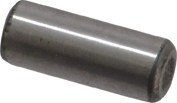 Value Collection - 1/4" Diam x 5/8" Pin Length Grade 8 Alloy Steel Standard Dowel Pin - C 50-58 Hardness, 12,800 Lb Breaking Strength, 1 Beveled & 1 Rounded End - Caliber Tooling