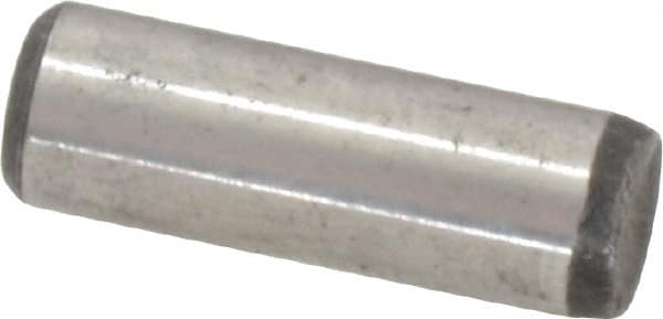 Value Collection - 1/4" Diam x 3/4" Pin Length Grade 8 Alloy Steel Standard Dowel Pin - C 50-58 Hardness, 12,800 Lb Breaking Strength, 1 Beveled & 1 Rounded End - Caliber Tooling