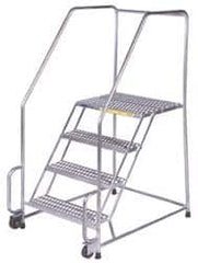 Ballymore - 58-1/2" 3 Step Ladder - Tilt & Roll Safety Ladder, 450 Lb Capacity, 28-1/2" Platform Height, 20" Base Width x 30" Depth, Perforated Tread - Caliber Tooling