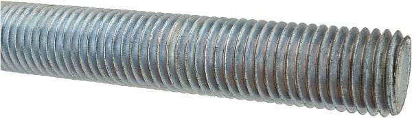 Made in USA - 1-8 UNC (Coarse), 3' Long, Low Carbon Steel Threaded Rod - Zinc-Plated Finish, Right Hand Thread - Caliber Tooling