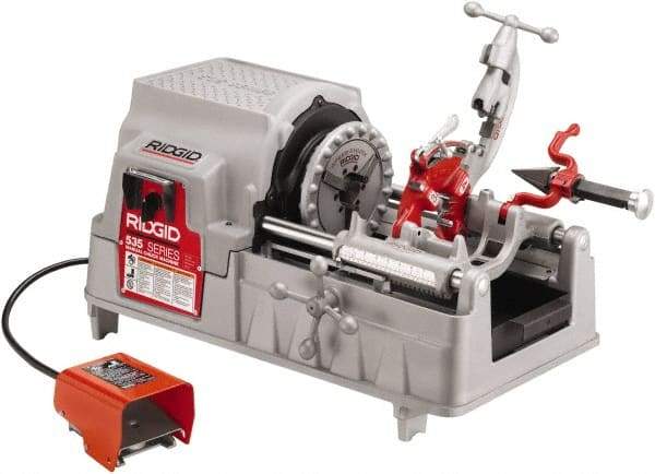 Ridgid - 1/4 to 2 Inch Pipe, 58 RPM Spindle Speed, 2 hp, Pipe Threading Machine - 5 Flute Cone Reamer, 115 Volts - Caliber Tooling