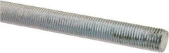 Made in USA - 3/8-24 UNF (Fine), 3' Long, Low Carbon Steel Threaded Rod - Zinc-Plated Finish, Right Hand Thread - Caliber Tooling