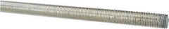 Made in USA - 7/16-20 UNF (Fine), 3' Long, Low Carbon Steel Threaded Rod - Zinc-Plated Finish, Right Hand Thread - Caliber Tooling