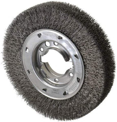 Osborn - 8" OD, 2" Arbor Hole, Crimped Steel Wheel Brush - 1-1/2" Face Width, 1-1/2" Trim Length, 0.0118" Filament Diam, 4,500 RPM - Caliber Tooling