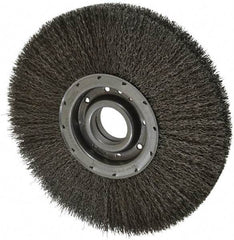 Osborn - 12" OD, 2" Arbor Hole, Crimped Steel Wheel Brush - 2" Face Width, 3-1/4" Trim Length, 0.02" Filament Diam, 3,600 RPM - Caliber Tooling