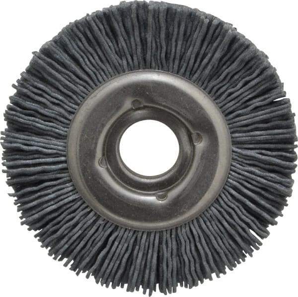 Osborn - 3" OD, 5/8" Arbor Hole, Crimped Nylon Wheel Brush - 1/2" Face Width, 5/8" Trim Length, 20,000 RPM - Caliber Tooling