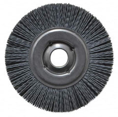 Osborn - 4" OD, 5/8" Arbor Hole, Crimped Nylon Wheel Brush - 5/8" Face Width, 3/4" Trim Length, 12,000 RPM - Caliber Tooling