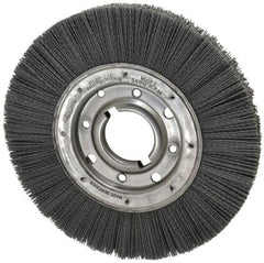 Osborn - 10" OD, 2" Arbor Hole, Crimped Nylon Wheel Brush - 1" Face Width, 2-1/16" Trim Length, 3,600 RPM - Caliber Tooling