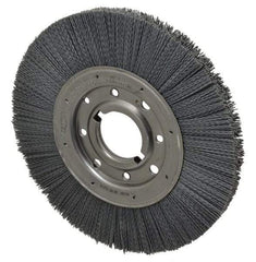 Osborn - 10" OD, 2" Arbor Hole, Crimped Nylon Wheel Brush - 1" Face Width, 2-1/16" Trim Length, 3,600 RPM - Caliber Tooling