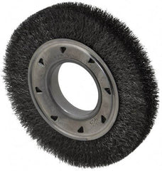 Osborn - 6" OD, 2" Arbor Hole, Crimped Steel Wheel Brush - 7/8" Face Width, 1" Trim Length, 0.008" Filament Diam, 6,000 RPM - Caliber Tooling