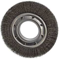 Osborn - 6" OD, 2" Arbor Hole, Crimped Steel Wheel Brush - 7/8" Face Width, 1" Trim Length, 0.0118" Filament Diam, 6,000 RPM - Caliber Tooling