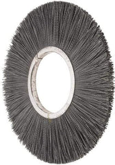 Osborn - 14" OD, 5-1/4" Arbor Hole, Crimped Nylon Wheel Brush - 5/8" Face Width, 3-7/8" Trim Length, 3,000 RPM - Caliber Tooling