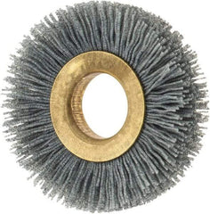 Osborn - 2" OD, 5/8" Arbor Hole, Crimped Nylon Wheel Brush - 3/8" Face Width, 7/16" Trim Length, 15,000 RPM - Caliber Tooling