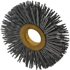 Osborn - 2-1/2" OD, 5/8" Arbor Hole, Crimped Nylon Wheel Brush - 3/8" Face Width, 11/16" Trim Length, 15,000 RPM - Caliber Tooling