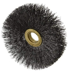 Osborn - 3" OD, 1/2" Arbor Hole, Crimped Steel Wheel Brush - 1/4" Face Width, 1" Trim Length, 0.008" Filament Diam, 20,000 RPM - Caliber Tooling