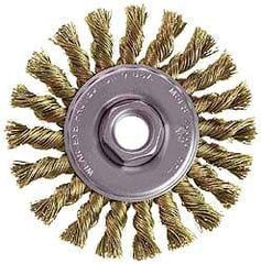 Osborn - 4" OD, M14x2.00 Arbor Hole, Knotted Stainless Steel Wheel Brush - 3/8" Face Width, 7/8" Trim Length, 0.02" Filament Diam, 20,000 RPM - Caliber Tooling